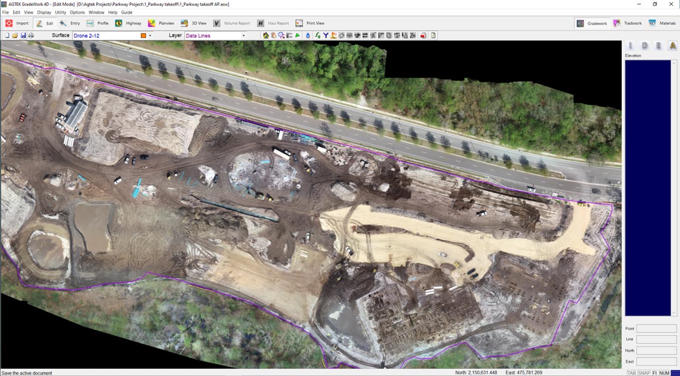 Earthwork software for drone quantities