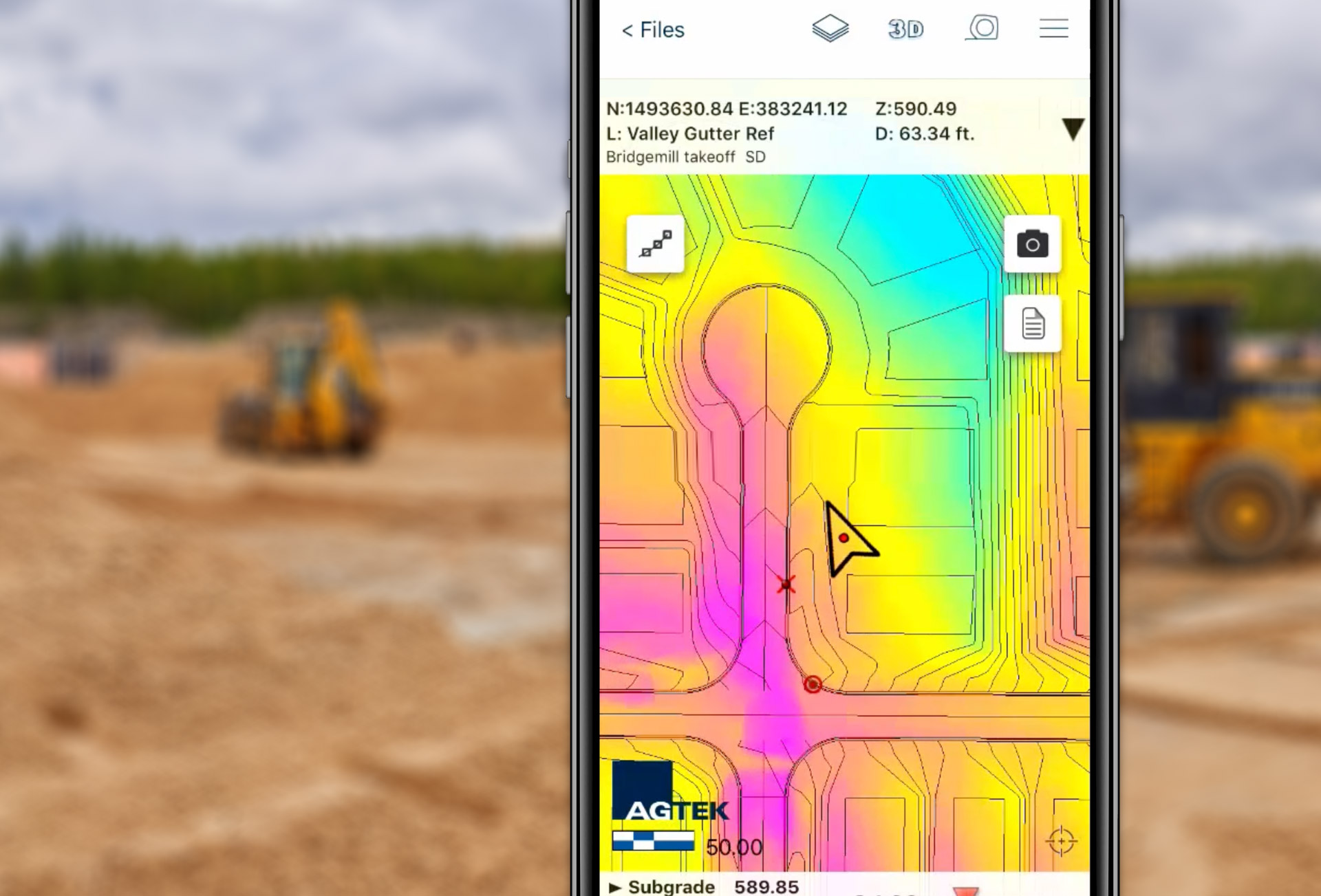 Mobile app with jobsite in background