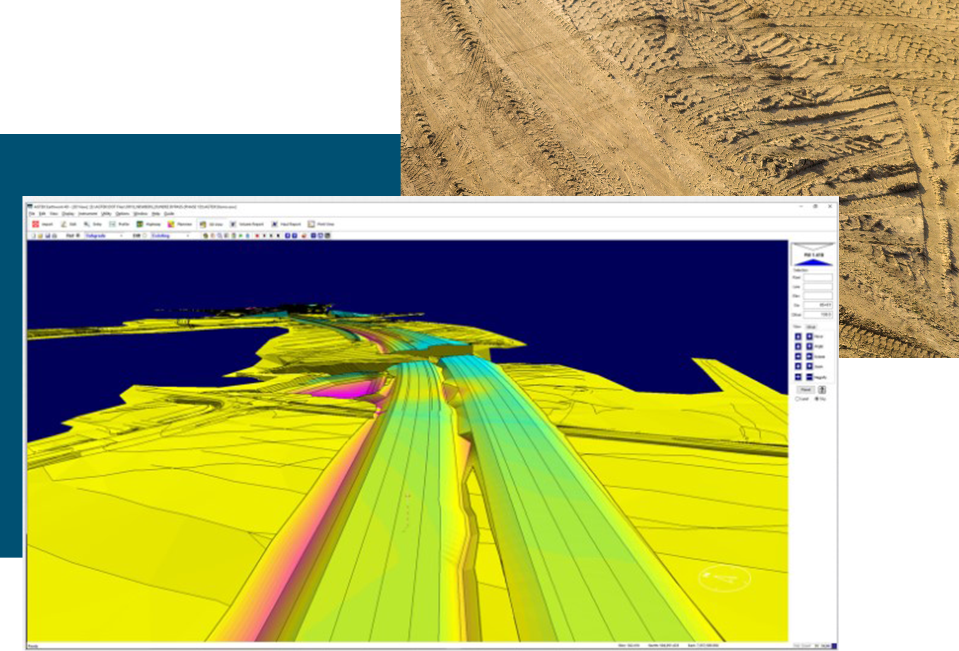 highway takeoff with image of dirt jobsite behind