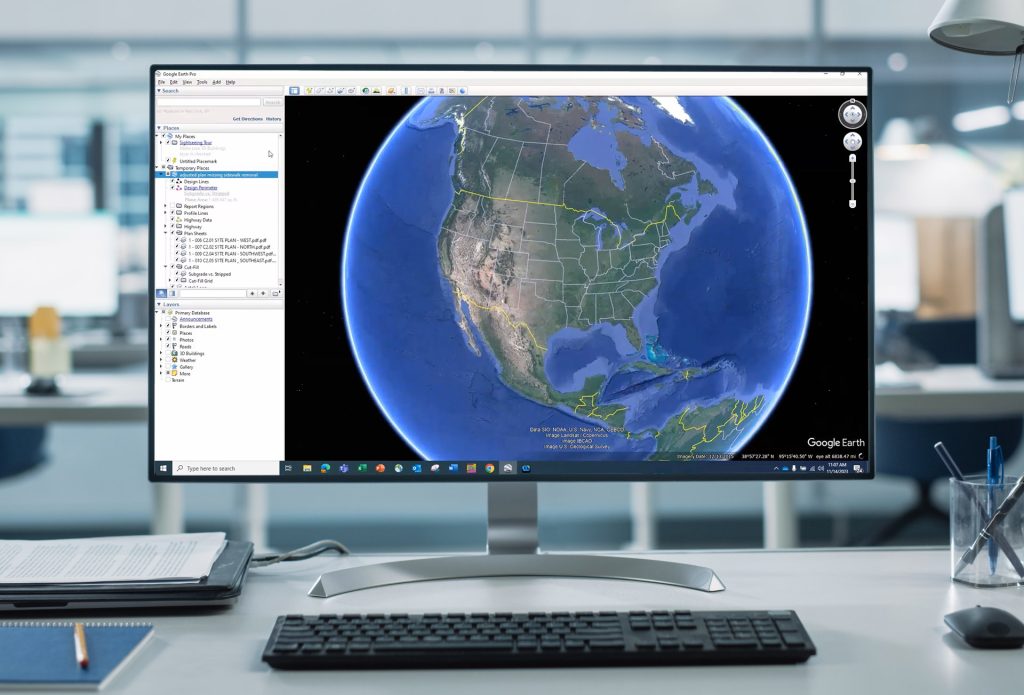 Google earth on desktop computer