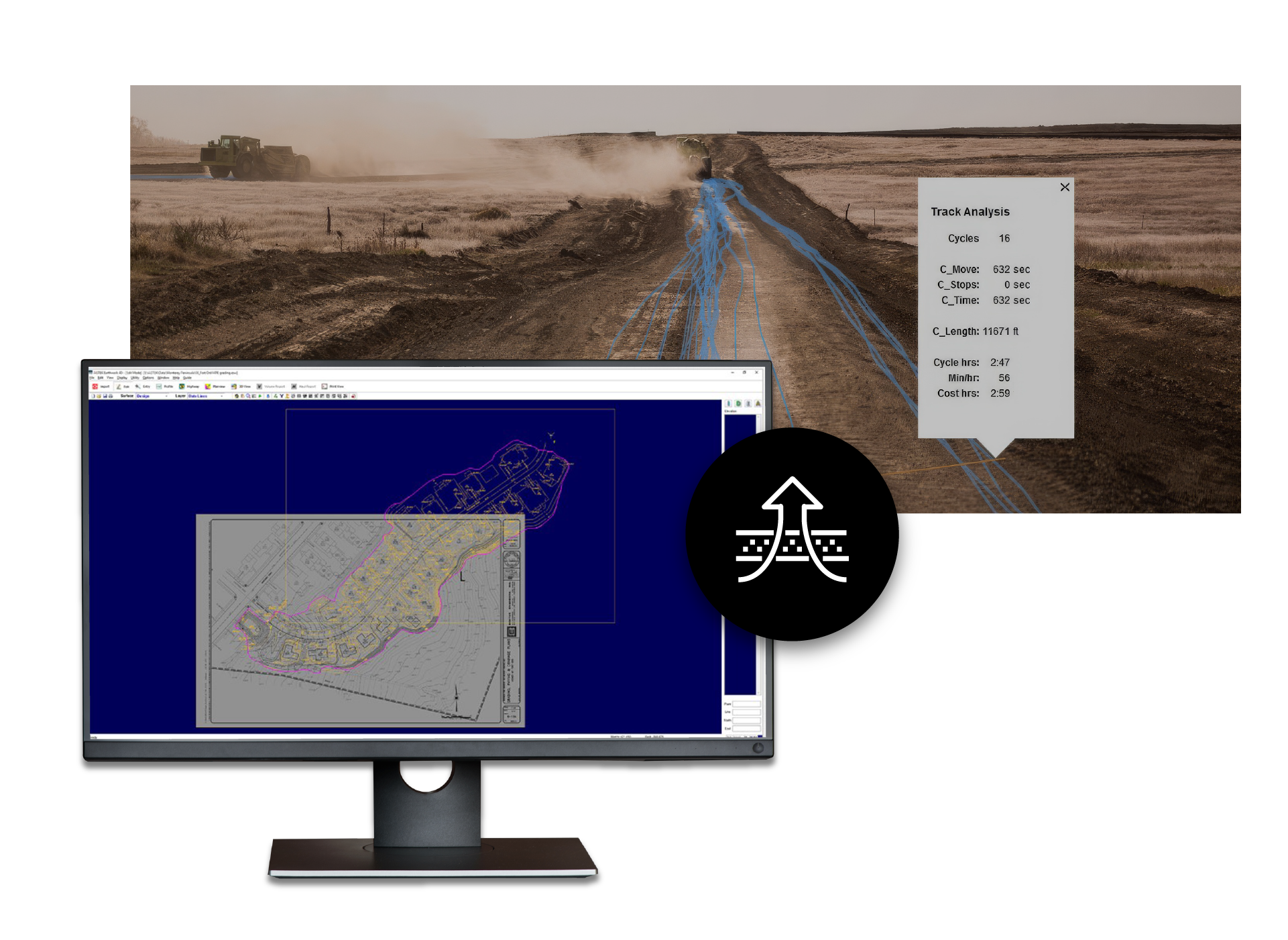 agtek software with dirt highway in background