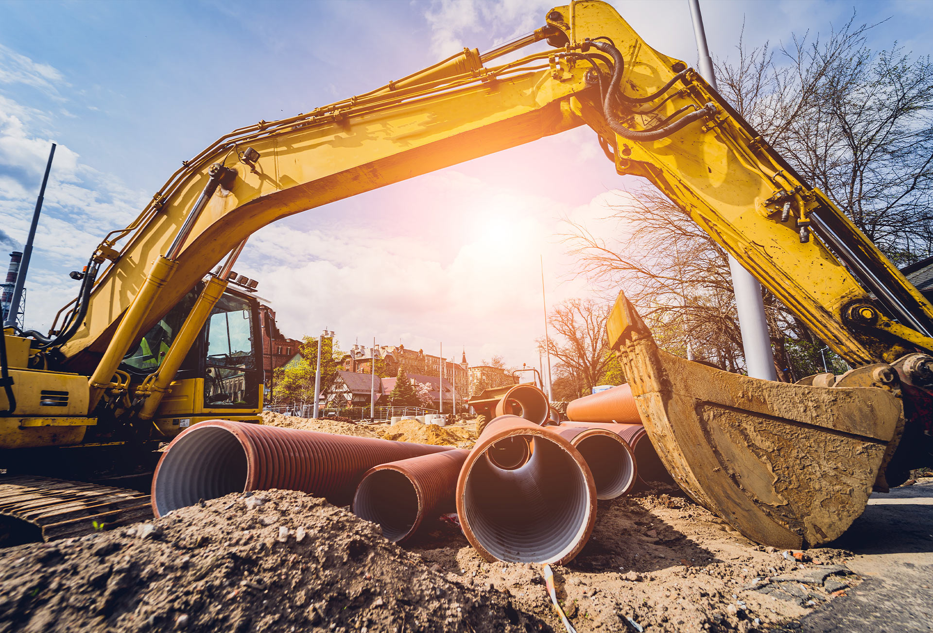 Heavy equipment and large pipes