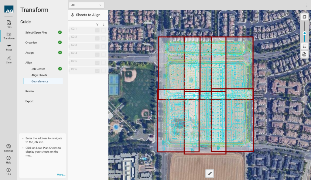 Reveal Transform georeference