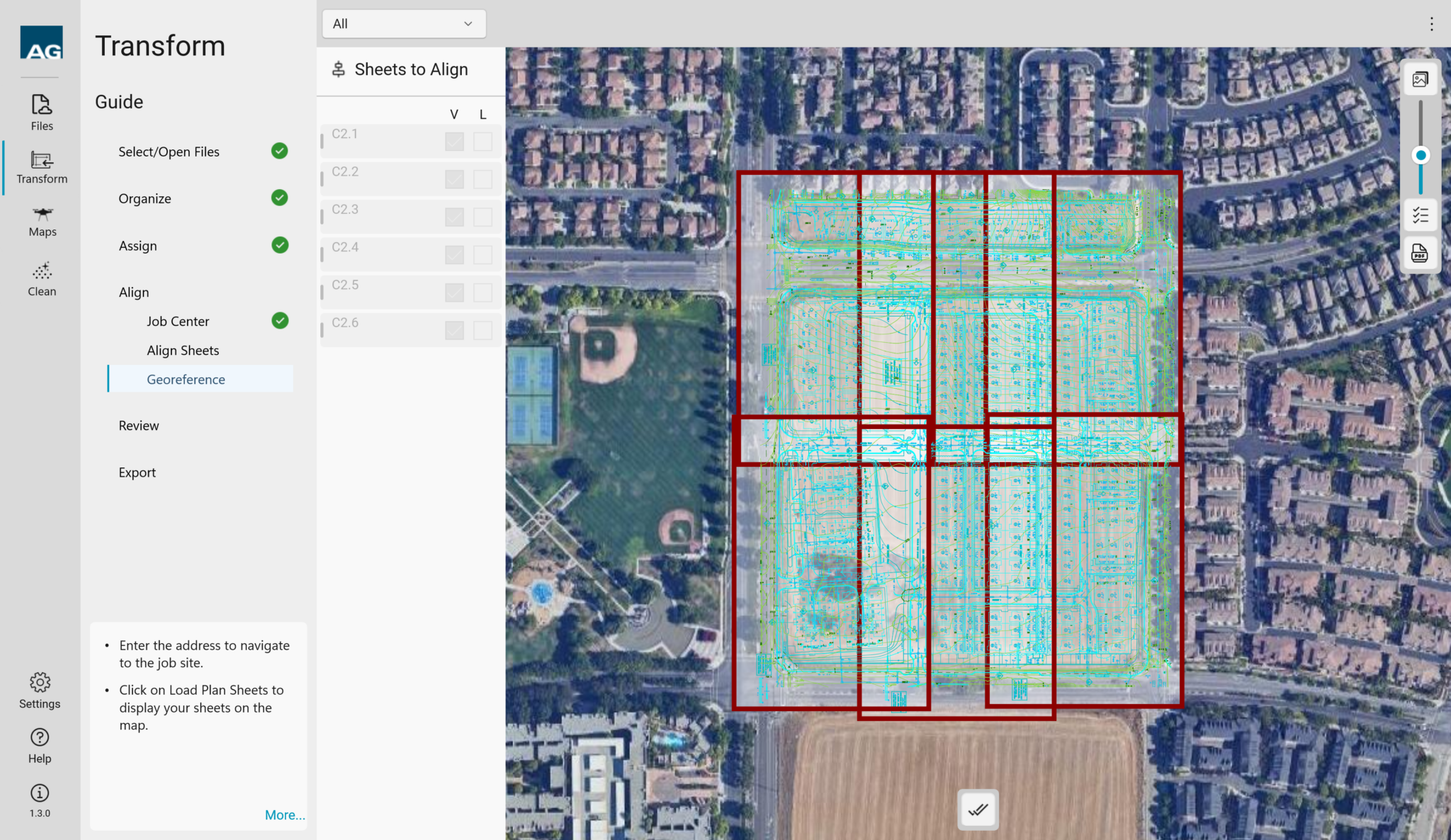 Reveal Transform georeference